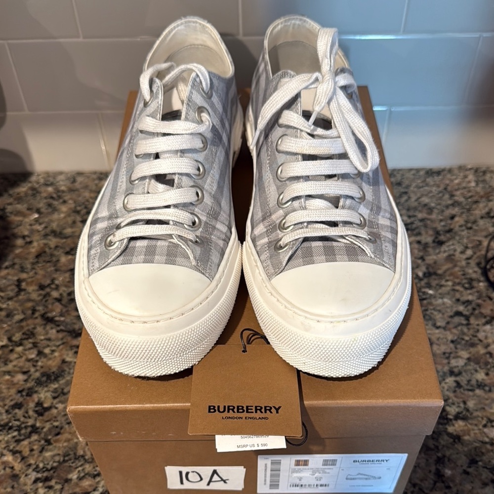 Burberry Gray Checkered Sneakers